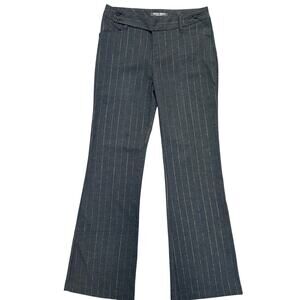 Vintage Y2K Bisou Bisou Gray Low Rise Dress Pants with Gold Pinstripes Size 4